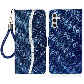 Til Samsung Galaxy A54 5G Stand Mobiltelefon Etui Glitter Splicing PU Læder Wallet Flip Cover med Strop