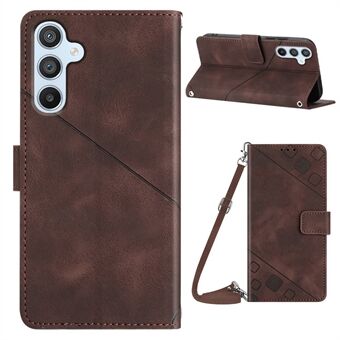 PT005 YB Imprinting Series-7 til Samsung Galaxy A54 5G Crossbody Design telefonetui PU læder prægede linjer Stand Wallet Cover