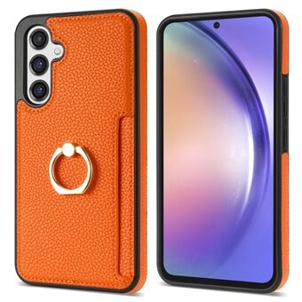 Til Samsung Galaxy A54 5G Ring Kickstand Telefon Etui PU Læderbeklædt TPU Cover med Kortholder