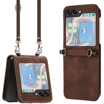 Til Samsung Galaxy Z Flip5 5G Crossbody Etui PU Læder Trekantmønstre Slankt Telefoncover