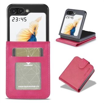 LC.IMEEKE Til Samsung Galaxy Z Flip5 5G PU Læder Telefon Case Kortholder Calf Texture Stand Cover