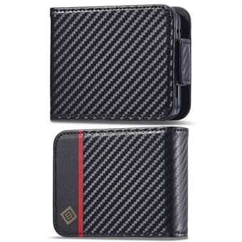 LC.IMEEKE Til Samsung Galaxy Z Flip5 5G Kortholder Telefon Etui Carbon Fiber Texture Læder Telefon Cover