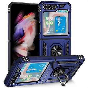 TPU+PC-telefoncover til Samsung Galaxy Z Flip5 5G Ring Kickstand Anti-fald cover med bilmonteret metalplade