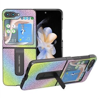 ABEEL til Samsung Galaxy Z Flip5 5G Rhinestone tekstur bagcover PU læder+PC stativ telefon etui