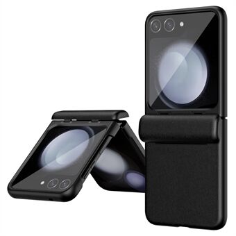 Til Samsung Galaxy Z Flip5 5G PU Læder Belagt PC Telefon Etui Hængselbeskyttelsescover med Lille Skærmfilm