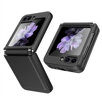 Til Samsung Galaxy Z Flip5 5G etui Kuffertetui Stribet design telefoncover med lille skærmbeskyttelsesfilm.