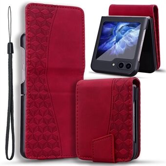 Til Samsung Galaxy Z Flip5 5G Case Præget PU Læder+PC Telefoncover