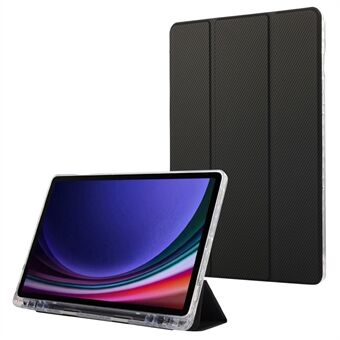 Til Samsung Galaxy Tab S9 / S9 FE Etui Tri-Fold Stand Smart Auto / Vågn Læder Tablet Cover Carbon Fiber Tekstur