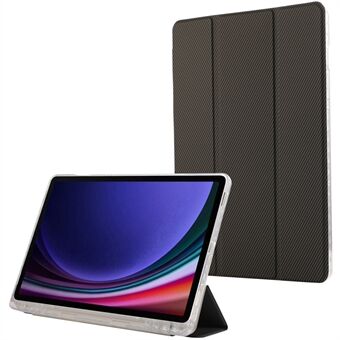 Til Samsung Galaxy Tab S9 / S9 FE Etui Tri-Fold Stand Smart Auto / Wake Læder Tablet Cover Carbon Fiber Struktur