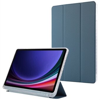 Til Samsung Galaxy Tab S9 / S9 FE Etui Tri-Fold Stand Smart Auto / Væk Læder Tablet Cover Carbon Fiber Tekstur