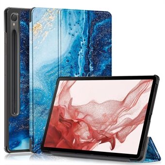 Til Samsung Galaxy Tab S9 11 tommer SM-X710, SM-X716B, SM-X718U mønsterprint læder tablet cover med trifold stand og smart cover.