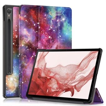 For Samsung Galaxy Tab S9 11-Inch SM-X710, SM-X716B, SM-X718U mønstertrykt læder-tablet-etui med trifold-stativ Smart Cover.