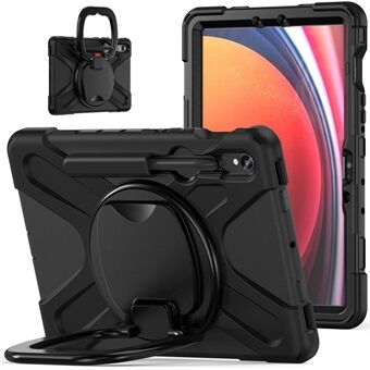 Til Samsung Galaxy Tab S9 / S8 / S7 Hard PC+Soft Silicone Etui med roterende støtteben, stødabsorberende tablet-cover.