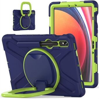 Til Samsung Galaxy Tab S9 / S8 / S7 Hårdt PC+Blødt Silikone-etui med Roterende Støtteben Stødsikkert Tabletcover