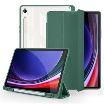 Til Samsung Galaxy Tab S9 Beskyttende Tablet Etui Tri-Fold Stand PC+TPU+PU Klar Bagside Flip Cover