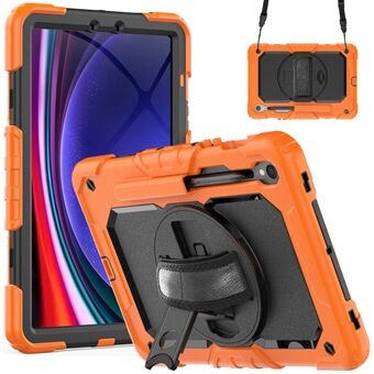 Til Samsung Galaxy Tab S9 (X710 / X716B / X718U) PC+Silikone Kickstand Cover Anti-Fald Tablet Etui med PET Skærmbeskyttelsesfilm.