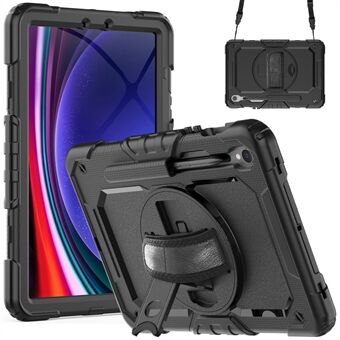 Til Samsung Galaxy Tab S9 (X710 / X716B / X718U) PC+Silikone Kickstand Etui Anti-Drop Tablet Cover med PET Skærmbeskyttelsesfilm