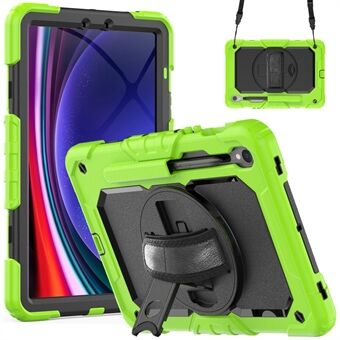 Til Samsung Galaxy Tab S9 (X710 / X716B / X718U) PC + Silicone Kickstand Etui Anti-Drop Tablet Cover med PET Skærmfilm.