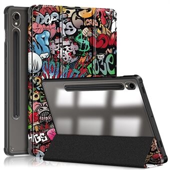 Til Samsung Galaxy Tab S9 (SM-X710 / SM-X716B / SM-X718U) Tre-fold Stand Tablet Etui Mønstertryk PU+TPU+Acrylic Beskyttelsescover med Pen Slot