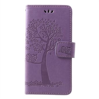 Imprint Tree Owl Pattern PU læder magnetisk etui til Huawei P30