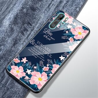 Mønsterudskrivning 9H Glass Back + Soft TPU Edge Hybrid Phone Case til Huawei P30 Pro