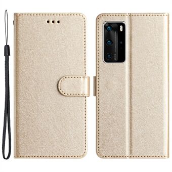 Til Huawei P40 Pro Pung Telefon Etui PU Læder Silk Texture Stand Beskyttelsescover med rem