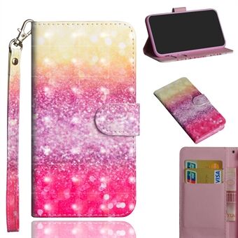 Light Spot Decor Pattern Printing Wallet Stand Læder Taske med rem til Huawei P40 Lite / Nova 6 SE / Nova 7i