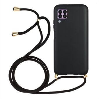 Miljøvenligt Naturlig Hvedehalm Blød TPU Telefon Etui med Multi-funktion Rem til Huawei P40 Lite 4G/Nova 6 SE/Nova 7i - Sort