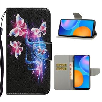 Stilfuldt mønstret PU-læderetui til Huawei P Smart 2021/Y7a Wallet Stand Shell