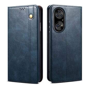 Waxy Crazy Horse Texture Læder Fuld beskyttelse Wallet Stand Telefoncover til Huawei P50 Pro