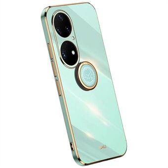 XINLI galvaniseringsramme TPU-telefoncover til Huawei P50 Pro 4G, Ring Kickstand Fuldt kamerabeskyttelsescover