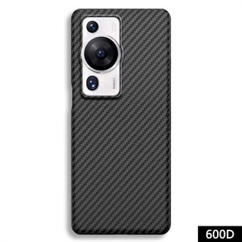 Til Huawei P60 / P60 Pro Carbon Fiber Texture Mobiltelefon Etuier Aramidfiber Cover (Stort Baglinse Hul) - Sort