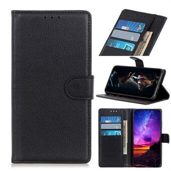 Litchi Skin Texture Wallet Læder Stand Telefon Taske til Sony Xperia 1 II - Sort