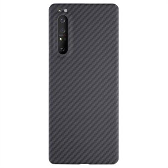 Aramid Fiber Telefon Cover til Sony Xperia 1 II Etui 1500D Grov Tekstur Sort Etui med Stort Linseudskæring