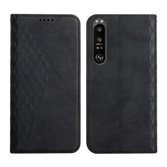 Til Sony Xperia 1 III 5G Rhombus mønster påtrykt Folio Flip Wallet Case Full Body Protection Stand Magnetic Absorption Telefoncover