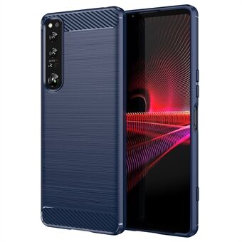 Til Sony Xperia 1 IV Carbon Fiber Texture Fingeraftryksfri telefoncover Børstet TPU-bagcover