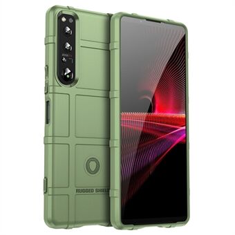 Til Sony Xperia 1 IV Rugged Square Grid Phone Case Anti-ridse Tycken TPU Cover