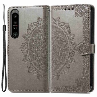 Til Sony Xperia 1 IV 5G præget mandala mønster PU læder flip cover Stand Bookstyle magnetisk beskyttelsescover med rem