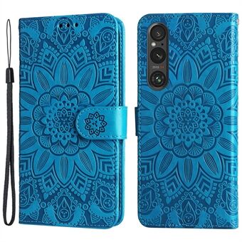 Til Sony Xperia 1 V-etui PU læder solsikker Præget telefoncover