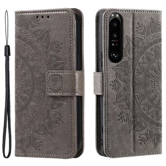 Til Sony Xperia 1 V Mandala Blomstermønster Læder Telefon Etui Flip Wallet Stand Cover