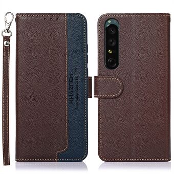 KHAZNEH Til Sony Xperia 1 V Stand Pung Telefon Etui RFID Blocking PU Læder Litchi Texture Smartphone Cover