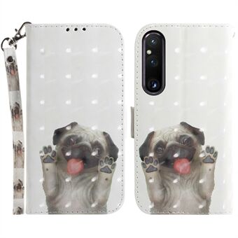 Wallet Phone Case til Sony Xperia 1 V Stødsikker etui PU Læder Folio Flip Cover med rem