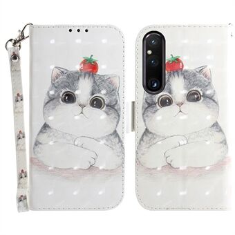 Wallet Phone Case til Sony Xperia 1 V Stødsikker etui PU Læder Folio Flip Cover med rem