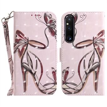 Wallet Phone Case til Sony Xperia 1 V Stødsikker etui PU Læder Folio Flip Cover med rem