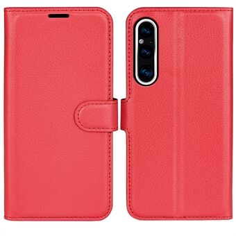 Til Sony Xperia 1 V PU Læder Litchi Texture Telefon Case Pung Stand Flip Cover