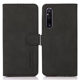 KHAZNEH til Sony Xperia 1 V Anti-fading læder telefontaske Stand Pung Cover med tekstureret overflade