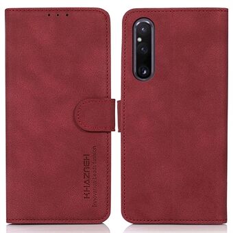 KHAZNEH til Sony Xperia 1 V Anti-fading læder telefontaske Stand Pung Cover med tekstureret overflade