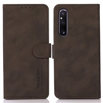 KHAZNEH til Sony Xperia 1 V Anti-fading læder telefontaske Stand Pung Cover med tekstureret overflade