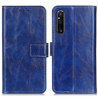 Lædertelefontaske til Sony Xperia 1 V , Retro Crazy Horse Texture Stand Magnetic Wallet Phone Cover Shell