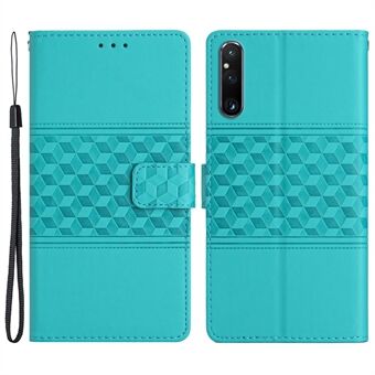 Telefonpung-etui til Sony Xperia 1 V, påtrykt Rhombus Stand Telefoncover